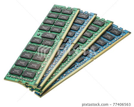 DDR ram computer memory modules isolated on white. 77406563