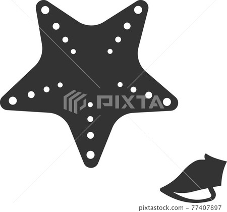 Starfish and shell icon. The sea floor. Vector...-插圖素材 [77407897] - PIXTA圖庫