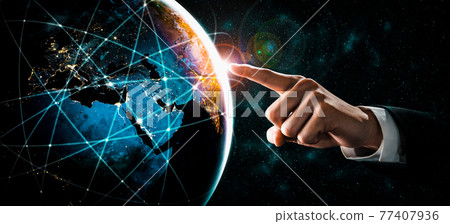 Global network connection covering earth with link of innovative perception 77407936