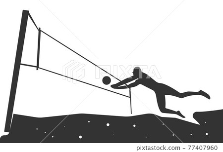 A badge with a resting person playing volleyball. 77407960