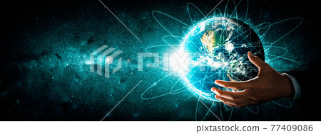 Global network connection covering earth with link of innovative perception 77409086