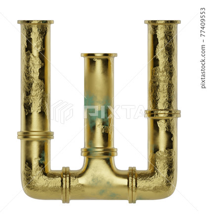 Letter W made of pipe isolated on white background, ware pipes system. Industrial alphabet, plumbing service. Decoration font, typography concept. 3d rendering Letter W made of pipe isolated on white background, ware pipes system. Industrial alphabet, plumbing service. Decoration font, typography concept. 3d rendering 77409553