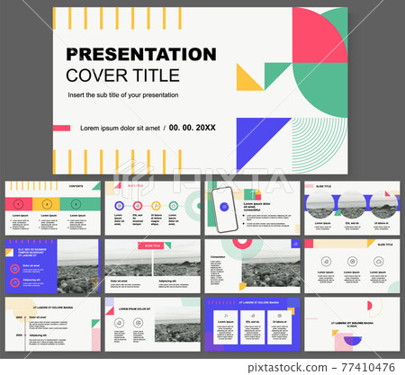 Vector slides for presentation. You can be edited by Adobe Illustrator. Powerpoint presentation can also be done for this. Easy to edit and you can replace your own photos and color as well as text.