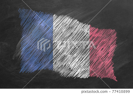 National Flag of France. Chalk drawn illustration. 77410899