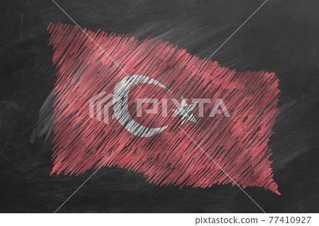 National Flag of Turkey. Chalk drawn illustration. National Flag of Turkey. Chalk drawn illustration. 77410927