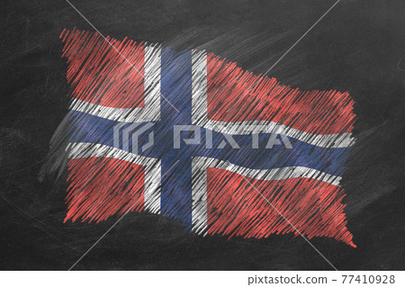 National Flag of Norway. Chalk drawn illustration. National Flag of Norway. Chalk drawn illustration. 77410928