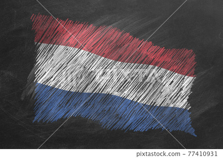 National Flag of the Netherlands. Chalk drawn illustration. National Flag of the Netherlands. Chalk drawn illustration. 77410931