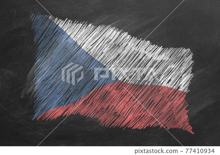 National Flag of Czech Republic. Chalk drawn illustration. National Flag of Czech Republic. Chalk drawn illustration. 77410934