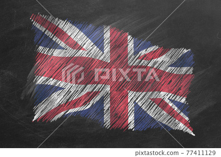 National Flag of the United Kingdom. Chalk drawn illustration. 77411129