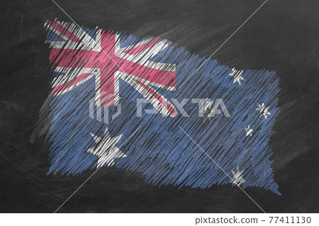 National Flag of Australia. Chalk drawn illustration. National Flag of Australia. Chalk drawn illustration. 77411130