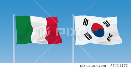 Flags of Italy and South Korea 77411172