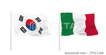 Flags of Italy and South Korea Flags of Italy and South Korea 77411188