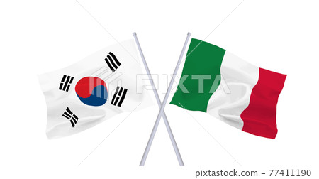 Flags of Italy and South Korea Flags of Italy and South Korea 77411190