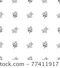 Doodle simple vector seamless pattern of hand-drawn peonies. Seamless pattern of hand-drawn peonies. Isolated on white background. 77411917