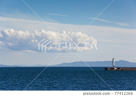 Breakwater and lighthouse in Taniyama, Kagoshima City 77412268