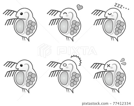 Cute Daphnia pulex illustration material set 2 77412334