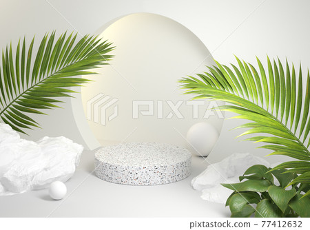 Modern Minimal White Terrazzo Podium With Tunnel And Tropic Forest Concept Abstract Background 3d Render Modern Minimal White Terrazzo Podium With Tunnel And Tropic Forest Concept Abstract Background 3d Render 77412632