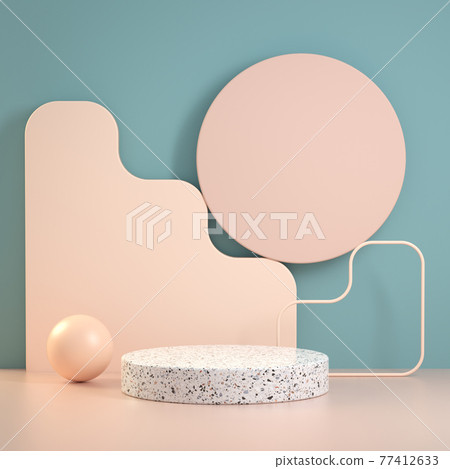Modern Minimal Stage Geometry Composition Shape On Abstract Blue And Beige Background 3d Render Modern Minimal Stage Geometry Composition Shape On Abstract Blue And Beige Background 3d Render 77412633