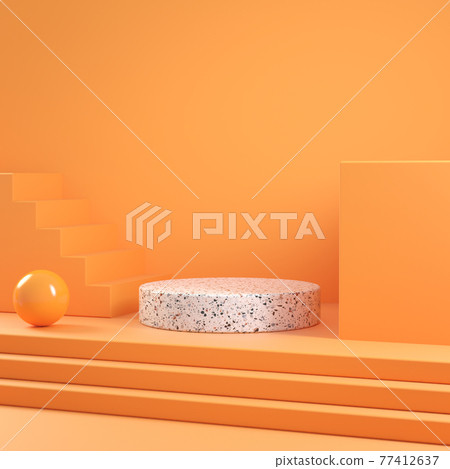 Modern Minimal Mockup Podium Geometric Orange Scene Abstract Background 3d Render Modern Minimal Mockup Podium Geometric Orange Scene Abstract Background 3d Render 77412637