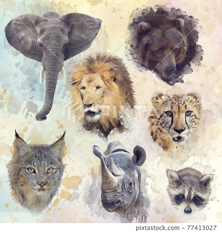 Digital Painting of animals background 77413027
