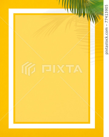 夏季棕櫚葉黃色背景 — 有多種變化 夏季棕櫚葉黃色背景 — 有多種變化 77413905