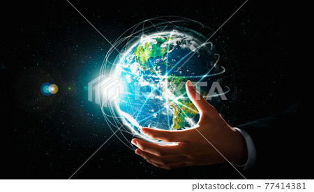 Global network connection covering earth with link of innovative perception 77414381