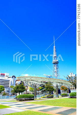 Scenery of TV tower and Oasis 21 in Nagoya city Scenery of TV tower and Oasis 21 in Nagoya city 77415286