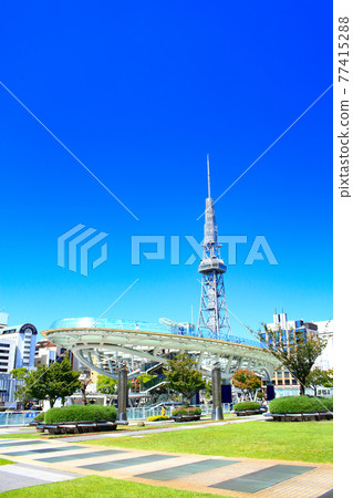 Scenery of TV tower and Oasis 21 in Nagoya city 77415288