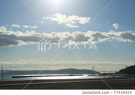 Japanese coast at dusk in autumn Kobe / Suma coast Japanese coast at dusk in autumn Kobe / Suma coast 77416426