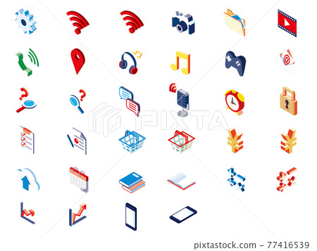 智能手機功能圖標等距材料 77416539