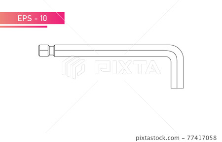 Hex key for the master. Linear design. On a white background. Flat vector illustration. Hex key for the master. Linear design. On a white background. Flat vector illustration. 77417058