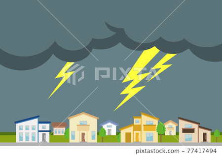 Illustration image of kaminari and townscape 77417494