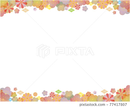 Flower frame 01_01 (frame with many margins with Japanese-style flowers) 77417807