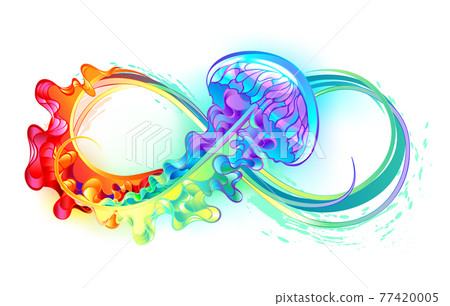 Infinity with rainbow jellyfish Infinity with rainbow jellyfish 77420005