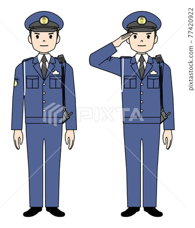 Dignified male police officer salute 77420922