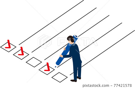 一個男人用支票圖像和一支筆的插圖 77421578