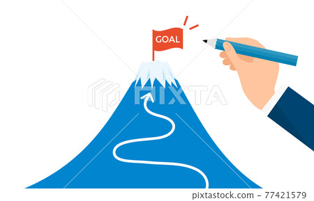 Goal flag and Mt. Fuji, image illustration of goal setting, vector material 77421579