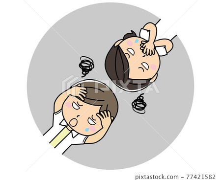 男女面部表情（煩惱臉）01_02（煩惱臉男女一對） 77421582