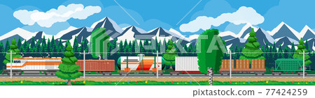 Cargo rail transportation, nature landscape 77424259