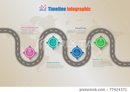 Business road map timeline infographic template with pointers, Vector Illustration 77424371