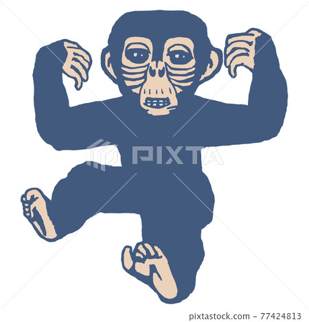 Illustration of a young chimpanzee (solid) Illustration of a young chimpanzee (solid) 77424813