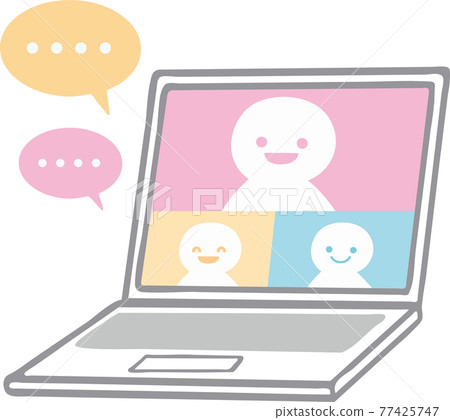 Illustration material for remote meetings and interviews on laptops 77425747