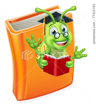 Reading Graduate Worm Bookworm Caterpillar in Book Reading Graduate Worm Bookworm Caterpillar in Book 77425781