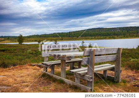 Picnic table at Peer Gynt Vegen scenic tourist mountain road in Oppland Norway Picnic table at Peer Gynt Vegen scenic tourist mountain road in Oppland Norway 77426101