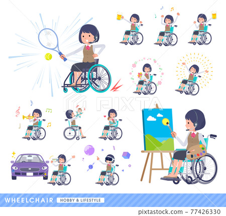 一組有輪椅收入的女商人 77426330