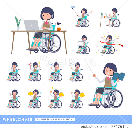 一組有輪椅收入的女商人 77426332