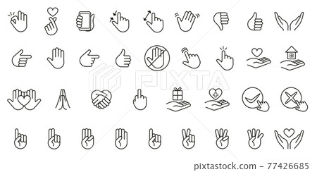 Hand icon line drawing vector illustration set (hand sign) 77426685