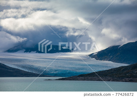 Clouds over the Austdalsbreen glacier Jostedalsbreen National Park Sogn og Fjordane Norway Scandinavia 77426872