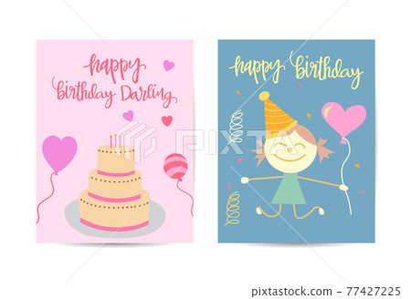 Birthday party brochure templates set. Flayer, booklet, leaflet concept with flat illustrations. Anniversary celebration invitation with text space Birthday party brochure templates set. Flayer, booklet, leaflet concept with flat illustrations. Anniversary celebration invitation with text space 77427225