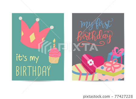 Vector illustration of Happy birthday in style flat Vector illustration of Happy birthday in style flat 77427228